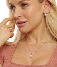 JwL Luxury Pearls Nežna ogrlica s pravim belim biserom JL0676 (verižica, obesek)
