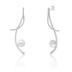 JwL Luxury Pearls Dolgi srebrni uhani s pravimi baročnimi biseri in cirkoni JL0681
