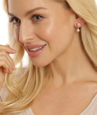 JwL Luxury Pearls Romantični pozlačeni uhani s pravimi belimi biseri JL0680
