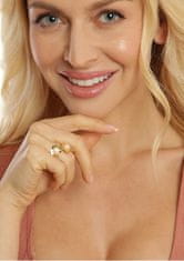 JwL Luxury Pearls Pozlačen prstan s pravo biserno štirinožno deteljico JL0693