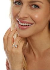 JwL Luxury Pearls Pozlačen prstan s pravimi biseri in kristalom JL0694