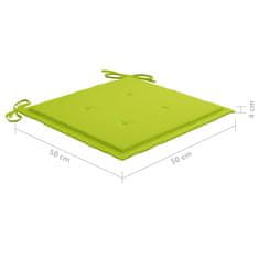 Vidaxl Blazine za vrtne stole 6 kosov svetlo zelene 50x50x3 cm oxford