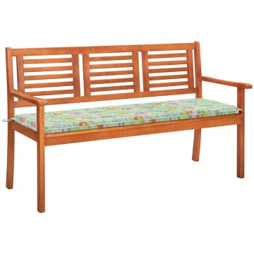 Vidaxl Vrtna klop za 3 osebe z blazino 150 cm trden evkaliptus