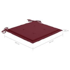 Vidaxl Blazine za vrtne stole 4 kosi vinsko rdeče 40x40x4 cm oxford