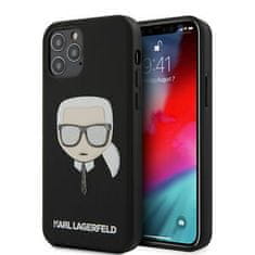 Karl Lagerfeld Karl's Head Glitter Glasses ovitek za iPhone 12 Pro Max, črn