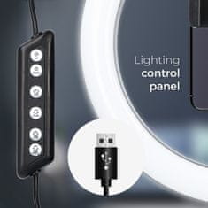 MG Selfie Ring Fill krožka RGB LED svetloba 12'' + stativ, črna