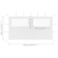 Vidaxl 3070424 Gazebo Sidewall with Windows 4x2 m White (315313)
