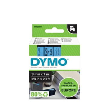 Dymo D1 trak 9mm, črna na modri, 40916 (S0720710)