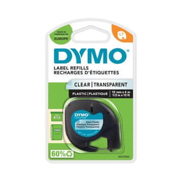 Dymo LT trak 12mm, črna na prozorni, 12267 (S0721530)