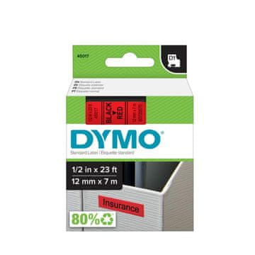 Dymo D1 trak 12mm, črna na rdeči, 450170 (S0720570)