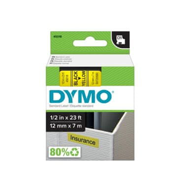 Dymo D1 trak 12mm, črna na rumeni, 450180 (S0720580)