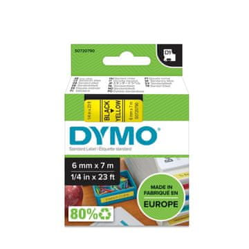 Dymo D1 trak 6mm, črna na rumeni, 436180 (S0720790)