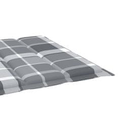 Vidaxl Blazina za ležalnik siv karo vzorec 200x60x4 cm blago