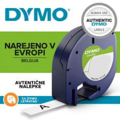 Dymo LT trak 12mm, črna na beli, 18769, Iron-on (S0718850)