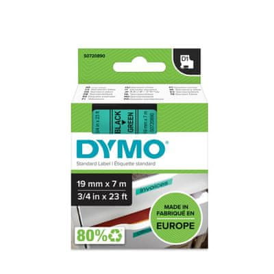   Dymo D1 trak, 19 mm x 7 m, črna / zelena 