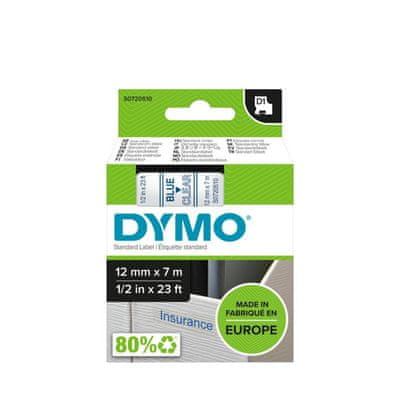   Dymo D1 trak, 12 mm x 7 m, modra / prozorna 