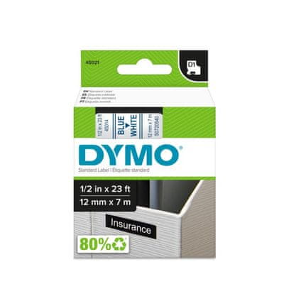   Dymo D1 trak, 12 mm x 7 m, bela / modra 