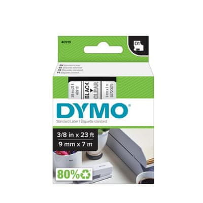   Dymo D1 trak, 9 mm x 7 m, črna/prozorna 
