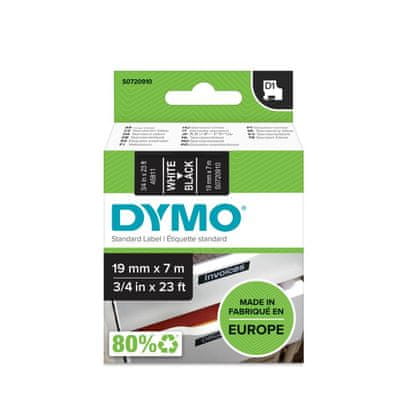   Dymo D1 45811 trak, 19 mm x 7 m, bela/črna 