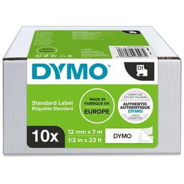 Dymo D1 trak 12mm, črna na beli, pakiranje 10/1 (S0720530)