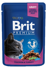 Brit Premium mokra hrana za mačke, piščanec in puran, 100 g, 24 kos
