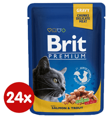 Brit Premium mokra hrana za mačke, losos in postrv, 100 g, 24 kos