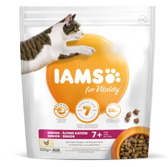 IAMS For Vitality hrana za starejše mačke s svežim piščancem, 350 g