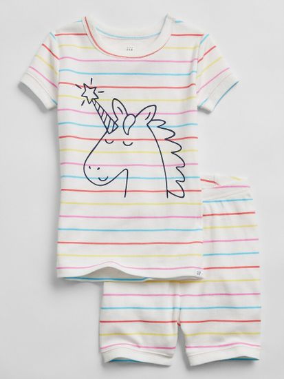 Gap Otroške Pižama unicorn stripe 100% organic cotton pj set