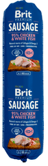Brit salama za pse Sausage, piščanec in bela riba, 12 x 800 g