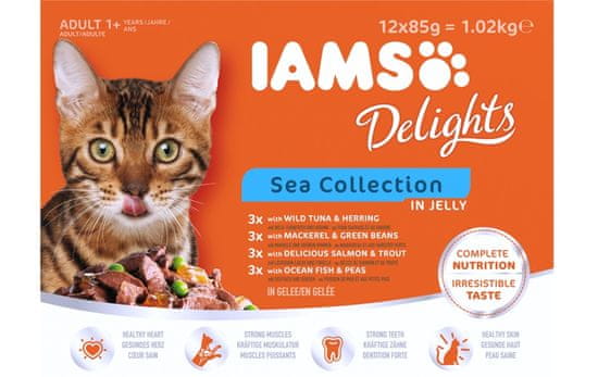 IAMS Delights Sea Collection hrana za mačke v želeju, 1+ let, 12x85 g