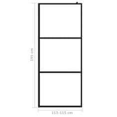 Vidaxl Steklena pregrada za tuš s prozornim ESG steklom črna 115x195cm