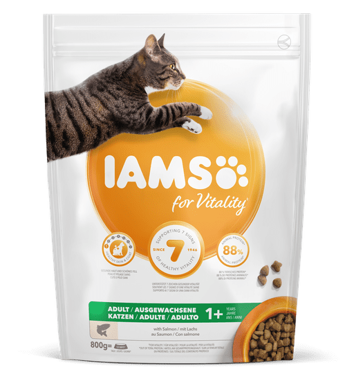 IAMS For Vitality hrana za odrasle mačke z lososom, 1-6 let, 800 g