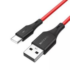 Blitzwolf BW-TC15 kabel USB / USB-C 3A 1.8m, rdeča