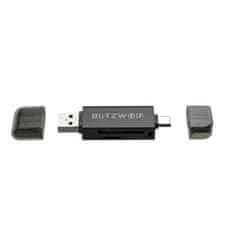 Blitzwolf BW-CR1 čitalec kartic SD USB-C / USB-A, črna