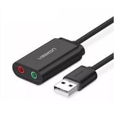Ugreen US205 USB zunanja zvočna kartica 15cm, čierna