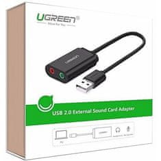 Ugreen US205 USB zunanja zvočna kartica 15cm, čierna