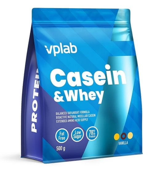 VPLAB Casein & Whey proteinski mix, vanilija, 500 g