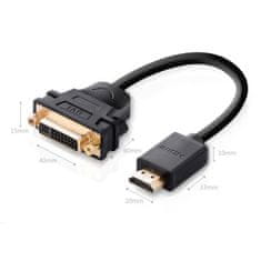 Ugreen adapter DVI 24+5 pin - HDMI F/M 22cm, črna