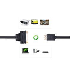 Ugreen adapter DVI 24+5 pin - HDMI F/M 22cm, črna