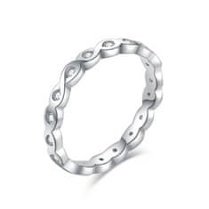 MOISS Eleganten srebrn prstan z prozornimi cirkoni R00019 (Obseg 45 mm)