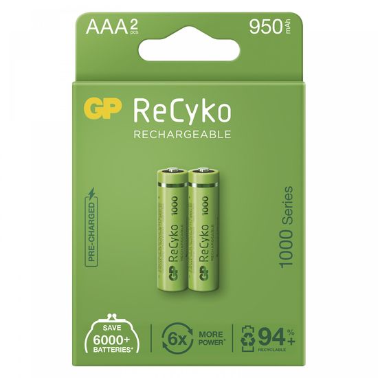 GP ReCyko polnilni bateriji, 1000 mAh, HR03, AAA, 2 kos