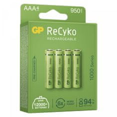 GP ReCyko polnilne baterije, 1000mAh, HR03, AAA, 4 kos