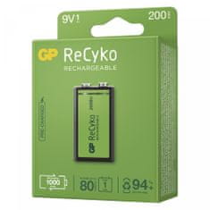 GP ReCyko polnilna baterija, 200 mAh, 9 V, 1 kos