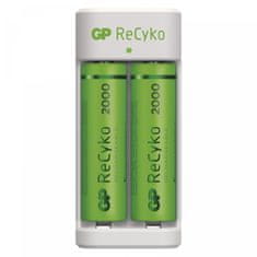 GP Eco E21 polnilnik Baterij + ReCyko 2000 polnilni bateriji, 2 x AA