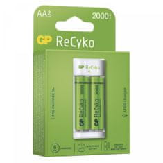 GP Eco E21 polnilnik Baterij + ReCyko 2000 polnilni bateriji, 2 x AA