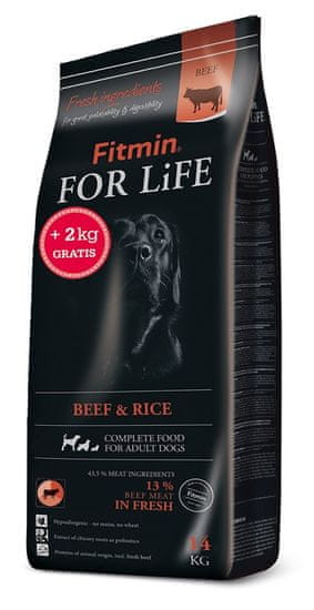Fitmin dog For Life Beef & Rice hrana za pse, 14 kg + 2 kg