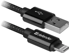 Defender ACH01-03T PRO kabel USB2.0 Črni, AM-Lightning M, 1m, 2.1A