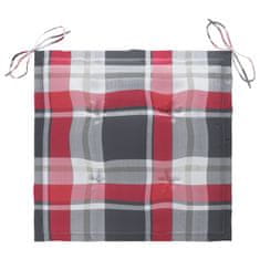 Vidaxl Blazine za vrtne stole 6 kosov rdeče karo 50x50x3 cm oxford