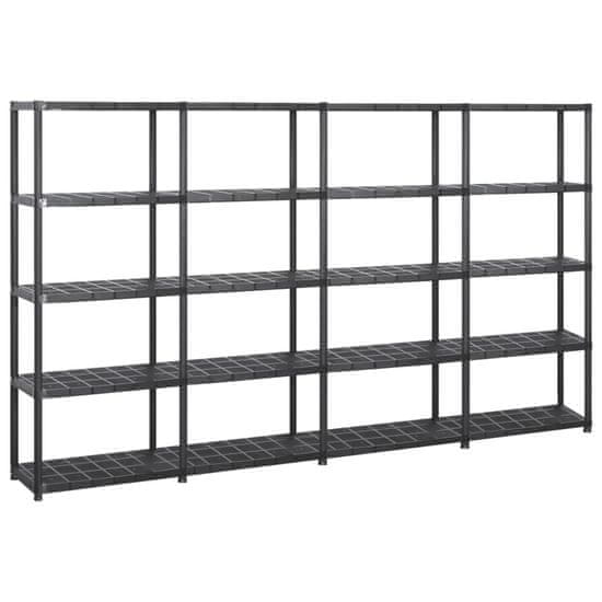 Vidaxl Regal s policami 5-nadstropni črn 284x38x170 cm plastika