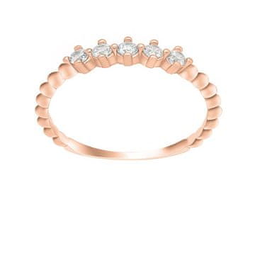 Brilio Nežen prstan iz rožnatega zlata s cirkoni GR122RAU